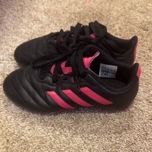 adidas Kids Black and Pink Soccer Sneakers